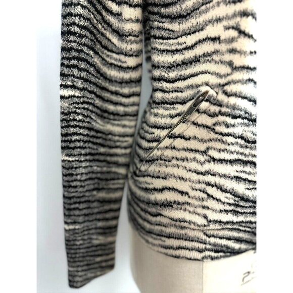 Equipment Femme Zebra Print Wool Zip Up Knit Cardigan Pockets Size XS Soft NWOT - Picture 6 of 14